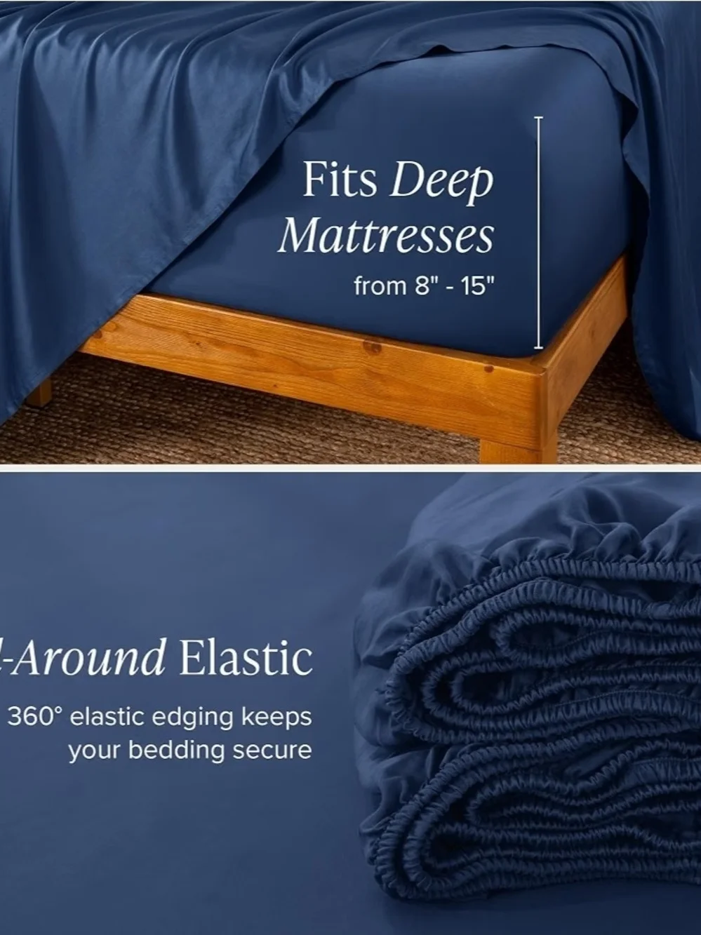 Bare Home Navy 100% Rayon Bamboo Sheet Set - Soft Home Bedding